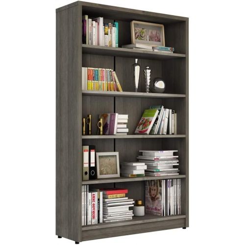  Sunon Collection Wood Bookcase Freestanding Display Shelf for Home and Office (5-Shelf, Grey)