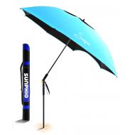 Sunphio Large Windproof Beach Umbrella, Sturdy and UV Protection, Portable Sun Shade Best for Camping, Picnic, Sand, Patio and More, 2 Metal Sand Anchor, 1 Big Carry Bag, 360 Tilt