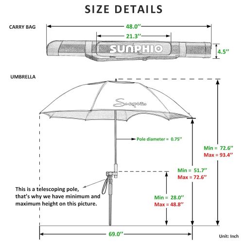  Sunphio Large Windproof Beach Umbrella, Sturdy and UV Protection, Portable Sun Shade Best for Camping, Picnic, Sand, Patio and More, 2 Metal Sand Anchor, 1 Big Carry Bag, 360 Tilt