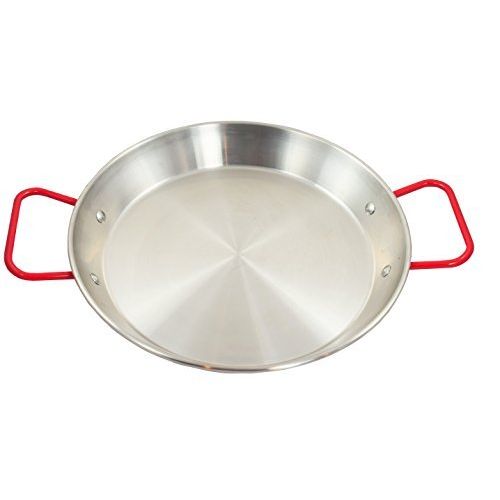  Sunrise Kitchen Supply Sunrise Stainless Steel Paella Pan with Red Handle (8)