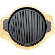 [아마존베스트]Sunrise Kitchen Supply Round Cast Iron Set W/Rubber Wood Underliner (8.5)