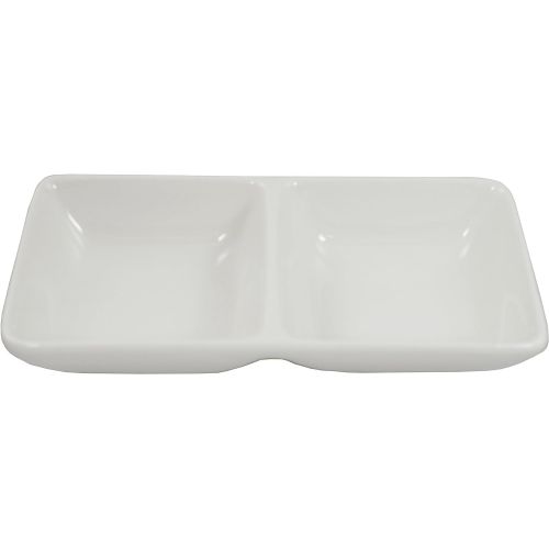  [아마존베스트]Sunrise Kitchen Supply Super White 2 Compartment Porcelain Divided Dish (12 Count) OT-5445