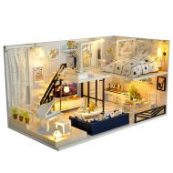 Sunsamy DIY Dollhouse Miniature Kit &Toys DIY Dollhouse Miniature Kit Diy House Time Light Shadow Manual Assembly Model House Girl A Birthday Present Wooden DIY Dollhouse Mini Handmade Kit