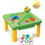 Sunsamy Beach Playset, Kids Early Learning Sand And Water Table Beach Toys Set Table Castle Building Toy Kit Beach Pail Set With Molds Bucket Shovels Rakes Role Play Pool Sandbox Toys Kit