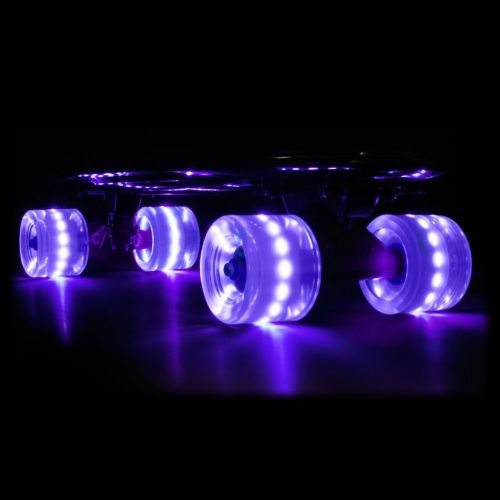  Sunset Skateboard Co. Sunset Skateboards Purple 59mm Cruiser LED Light-Up Wheels Set with ABEC-7 Carbon Steel Bearings (4-Pack)
