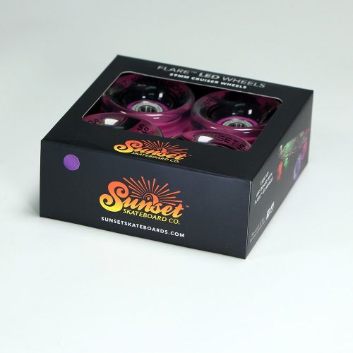  Sunset Skateboard Co. Sunset Skateboards Purple 59mm Cruiser LED Light-Up Wheels Set with ABEC-7 Carbon Steel Bearings (4-Pack)
