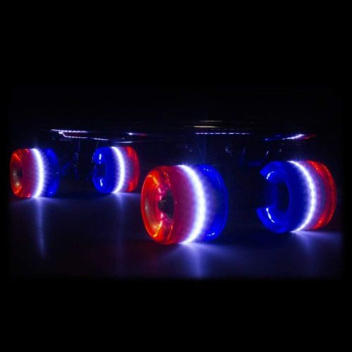  Sunset Skateboard Co. 59mm 78a LED Light-Up Cruiser Wheels (4-Pack) with ABEC-7 Carbon Steel Bearings for Glow-in-The-Dark, All Ages & Skill Levels Skating Fun with No Batteries Re