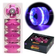 Sunset Skateboards 65mm Longboard LED Light-Up Wheels Set with ABEC-7 Carbon Steel Bearings (4-Pack)