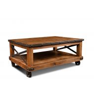 Sunset Trading HH-1365-200 Rustic City Coffee Table, Casters | Moving Wheels, Natural Oak