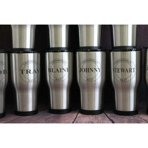  Sunshine N Whiskey Life, LLC Sale-Set of 5-7-RTIC-Custom Laser Engraved 30 oz RTIC Stainless Steel Tumbler Groomsmen Gifts