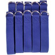 Hello Fit - 10-Pack of 6-Foot Yoga Straps - Wholesale Pricing - Adjustable D-Ring Buckle - for Stretching, Flexibility and Exercise - Durable, Thick Cotton