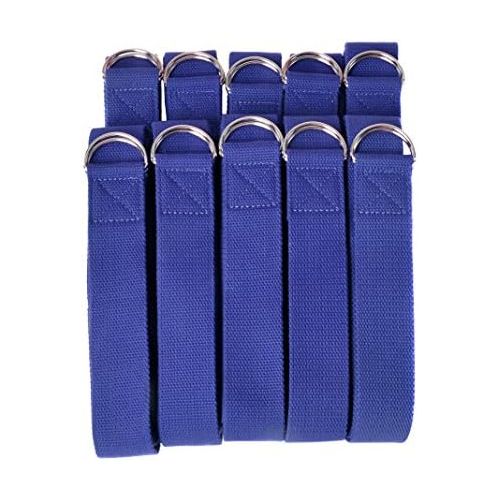  Hello Fit - 10-Pack of 6-Foot Yoga Straps - Wholesale Pricing - Adjustable D-Ring Buckle - for Stretching, Flexibility and Exercise - Durable, Thick Cotton