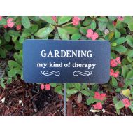 SunshineEngraving Custom Engraved Garden Sign 3 x 6 with Stake, GARDENING... my kind of therapy, Outdoor Garden Sign, Custom Garden Sign, Engraved Sign