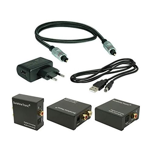  [아마존베스트]SunshineTronic Digital to Analog Audio Converter (DA3) + 1x 1.5m High End Digital Toslink Cable and USB Power Supply