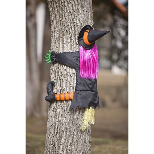  할로윈 용품Sunstar Industries 60073 Betty Bash Crashing Witch Into Tree Halloween Decoration, Black