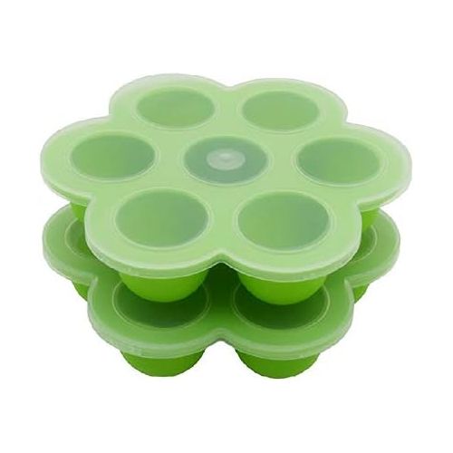  Suntake Egg Poachers Silicone Egg Bites Molds - Fits Instant Pot 5,6,8 qt Pressure Cooker, 7Cups Instant Pot Accessories with Silicone Clip-On Lid(Green, Pack of 2)