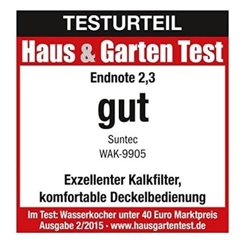  Suntec Wellness SUNTEC Wasserkocher aus Edelstahl  schnell kochend | 1,5 Liter | leistungsstark mit max 2200 watt | Abschaltautomatik | herausnehmbarer Kalkfilter | mit Beleuchtung in blau | WAK-