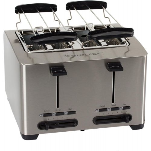  Suntec Wellness SUNTEC Toaster TOA-8083 V2A [4-Schlitz-Toaster, 2x Broetchenaufsatz, variabler Roestgrad, Kruemelschublade, max. 1500 Watt]