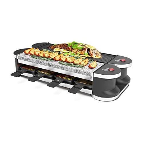  Suntec Wellness SUNTEC Raclette RAC-8069 Flex 8 metal/stone [Fuer 8 Personen, Steinplatte & Grill, 180° auf-/zuklappbar durch innovative Drehgelenkkonstruktion, max. 1400 Watt]