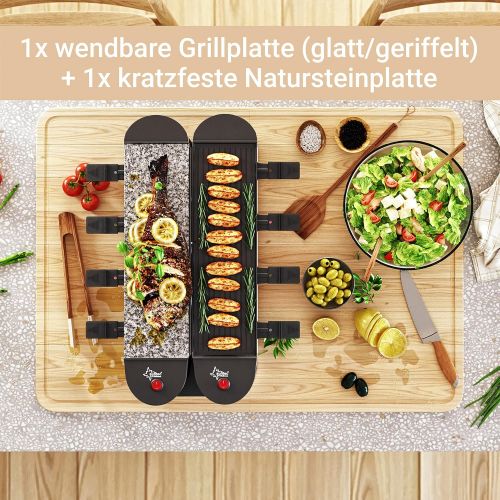  Suntec Wellness SUNTEC Raclette RAC-8069 Flex 8 metal/stone [Fuer 8 Personen, Steinplatte & Grill, 180° auf-/zuklappbar durch innovative Drehgelenkkonstruktion, max. 1400 Watt]