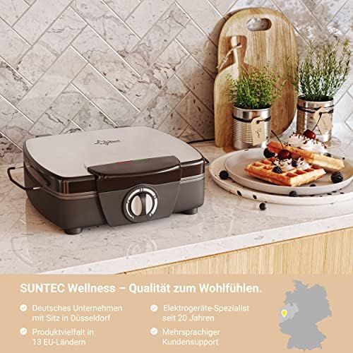  Suntec Wellness SUNTEC Bruesseler-Waffeleisen WAE-8335 bruxelles 4 [Fuer 4 Gitter-Waffeln, patentierter Waffelheber, manuelle Temperaturregulierung, max. 1200 Watt]