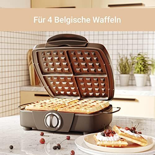  Suntec Wellness SUNTEC Bruesseler-Waffeleisen WAE-8335 bruxelles 4 [Fuer 4 Gitter-Waffeln, patentierter Waffelheber, manuelle Temperaturregulierung, max. 1200 Watt]