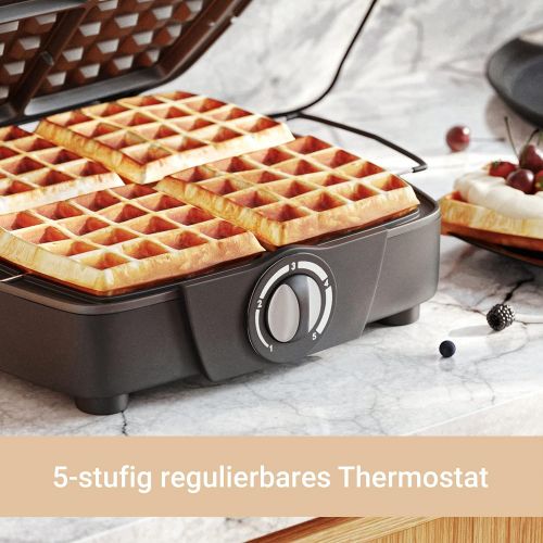  Suntec Wellness SUNTEC Bruesseler-Waffeleisen WAE-8335 bruxelles 4 [Fuer 4 Gitter-Waffeln, patentierter Waffelheber, manuelle Temperaturregulierung, max. 1200 Watt]