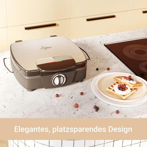  Suntec Wellness SUNTEC Bruesseler-Waffeleisen WAE-8335 bruxelles 4 [Fuer 4 Gitter-Waffeln, patentierter Waffelheber, manuelle Temperaturregulierung, max. 1200 Watt]