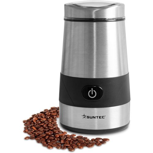  Suntec Wellness SUNTEC Kaffeemuehle KML-8403 design [Handliche Edelstahl-Muehle fuer Bohnen, Getreide, Gewuerze uvm., 2 Edelstahl-Schlagmesser, Deckel mit Sichtfenster, Einhandbedienung, max. 200 Watt