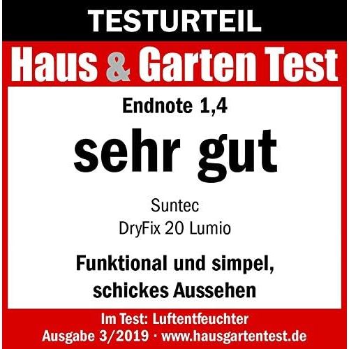  Suntec Wellness SUNTEC Dryfix 20 Lumio Luftentfeuchter  fuer Raume bis 150 M³ (ca 65 m2) | Raumentfeuchter mit 20 l/Tag Entfeuchtung | Entfeuchter elektrisch inkl. Luftreiniger Funktion + mobile W