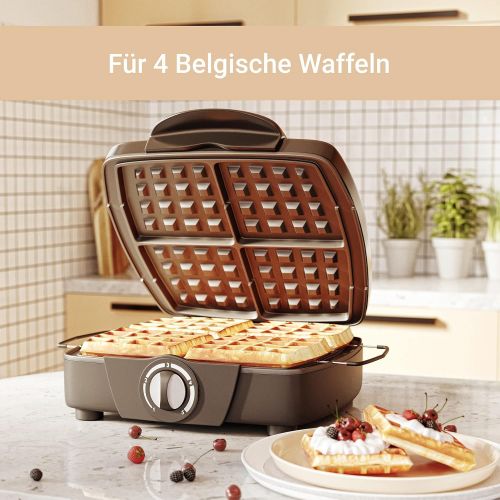  [아마존베스트]Suntec Wellness Suntec Brussels Waffle Iron WAE-8335 Bruxelles 4 [For 4 Grid Waffles, Patented Waffle Lifter, Manual Temperature Regulation, Max. 1200 W.