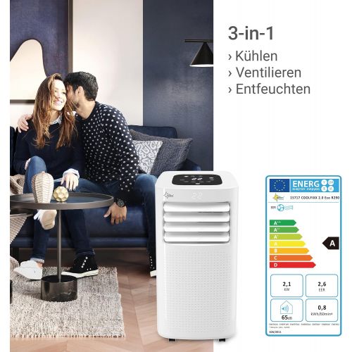  [아마존베스트]Mobile local air conditioning unit Impuls, CoolFixx, incl. Exhaust hose, Radiator and Dehumidifier, 7,000 / 9,000 / 12,000 BTU/h, Suntec Wellness