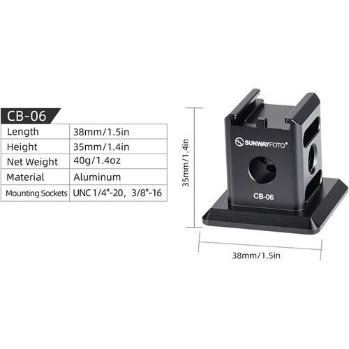  Sunwayfoto CB-06 Cold Shoe Adapter with Arca-Type Base