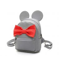 Sunwel Fashion Bag Outdoor Shopper School Bookbag Casual Shoulder Pu Tide Traveling Cute Bow Small Backpack (Grey/Red)