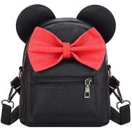 Sunwel Fashion Girls Women Cartoon Mouse Ear Polka dot Sequin Bow Convertible Backpack Purse Crossbody Bag