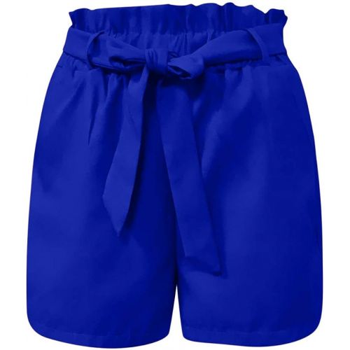 [아마존베스트]Sunyastor women pants Sunyastor Women Shorts, Summer Elastic High Waist Plus Size Sport Casual Shorts Pants Ruffle Bow Tie Shorts with Pockets