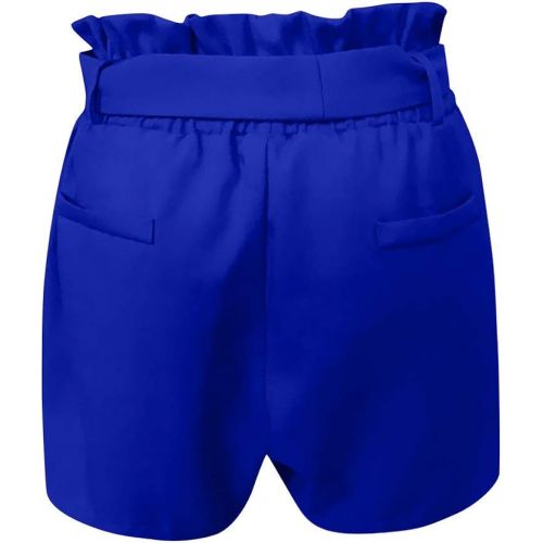  [아마존베스트]Sunyastor women pants Sunyastor Women Shorts, Summer Elastic High Waist Plus Size Sport Casual Shorts Pants Ruffle Bow Tie Shorts with Pockets