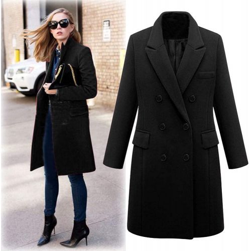  Sunyastor Women Coats Womens Long Woolen Coat, Sunyastor Fashion Double Breasted Lapel Walker Overcoat Parka Jacket Thick Warm Cardigan