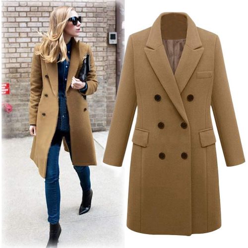  Sunyastor Women Coats Womens Long Woolen Coat, Sunyastor Fashion Double Breasted Lapel Walker Overcoat Parka Jacket Thick Warm Cardigan