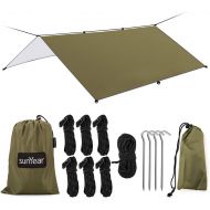 Sunyear Hammock Rain Fly Tent Tarp Provides Effective Protection Against Rain, Snow. 32ft Long Ridgeline. Big 9.8x9.5ft Durable, Waterproof 210D Oxford. 6 Reflective Guy Lines, 2 Stuff Sac