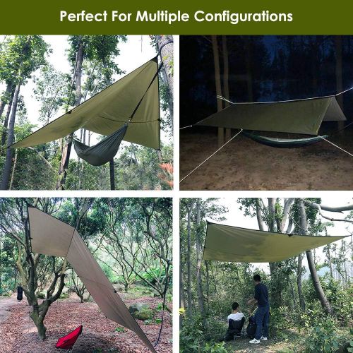  Sunyear Hammock Rain Fly Tent Tarp Provides Effective Protection Against Rain, Snow. 32ft Long Ridgeline. Big 9.8x9.5ft Durable, Waterproof 210D Oxford. 6 Reflective Guy Lines, 2 Stuff Sac