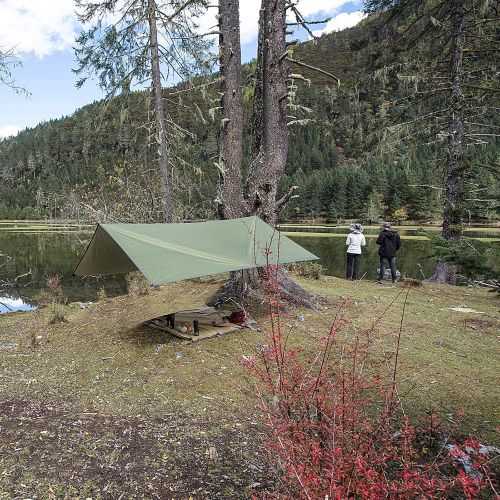  Sunyear Hammock Rain Fly Tent Tarp Provides Effective Protection Against Rain, Snow. 32ft Long Ridgeline. Big 9.8x9.5ft Durable, Waterproof 210D Oxford. 6 Reflective Guy Lines, 2 Stuff Sac