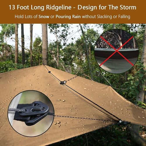  Sunyear Hammock Camping with Removable No See-Um Net and Rain Fly Tent Tarp with 32ft Long Ridgeline Against Storm, Snow,Best for Outdoor Backpacking Hiking&Survival