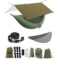 Sunyear Hammock Camping with Removable No See-Um Net and Rain Fly Tent Tarp with 32ft Long Ridgeline Against Storm, Snow,Best for Outdoor Backpacking Hiking&Survival
