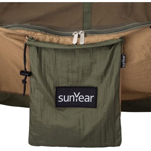  Sunyear Camping Hammock, Portable Double Hammock with Net, 2 Person Hammock Tent with 2*10ft Straps, Best for Outdoor Hiking Survival Travel