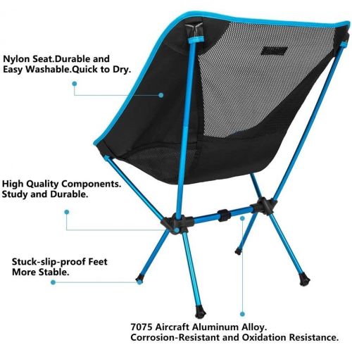  Sunyear Camping Chair Lightweight Portable Folding Backpacking Chairs, Small Compact Collapsible Backpack Camp Chair for Outdoor, Hiking, Picnic
