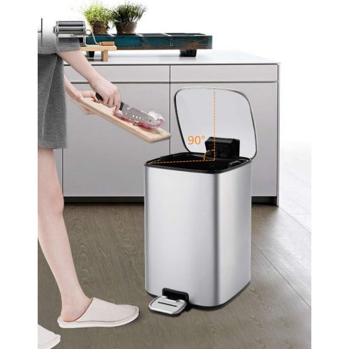  SuoANI Stainless Steel Bin Bedroom Bin with Lid Kitchen Dustbin Simple Human Bins Waste Disposal Unit Home, Kitchen and Garden