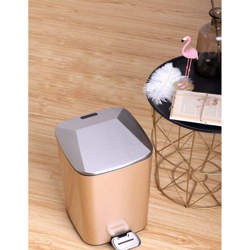  SuoANI Stainless Steel Trash Can Bedroom Bin with Lid Pedal Bin Bathroom Simple Human Bins Square Bin