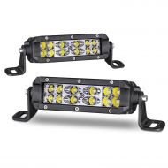 [아마존 핫딜]  [아마존핫딜]Yvoone-Auto LED Light Pods, 2Pcs 6 inch 72W Quad Row LED Light Bar OSRAM Spot Flood Combo Beam Super Slim Fog Lamps Waterproof for Truck Motorcycle Jeep UTV ATV, 2 Years Warranty