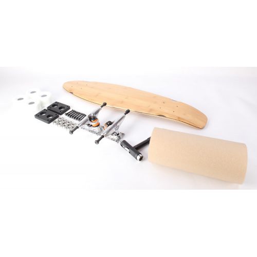  Super Blanks 26 Bamboo Mini Kicktail Blank White Wheels Complete Skateboard Kit